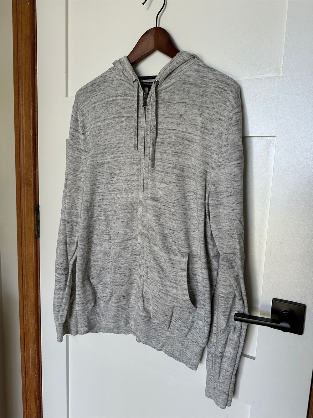 Men's Banana Republic Gray Zip-Up Knit Hoodie Sweater